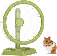 Hamster Wheel, Quiet Spinner Hamster Running Exercise Wheel with Adjustable Stand for Small Animals - Green / Large(9.4 inch)