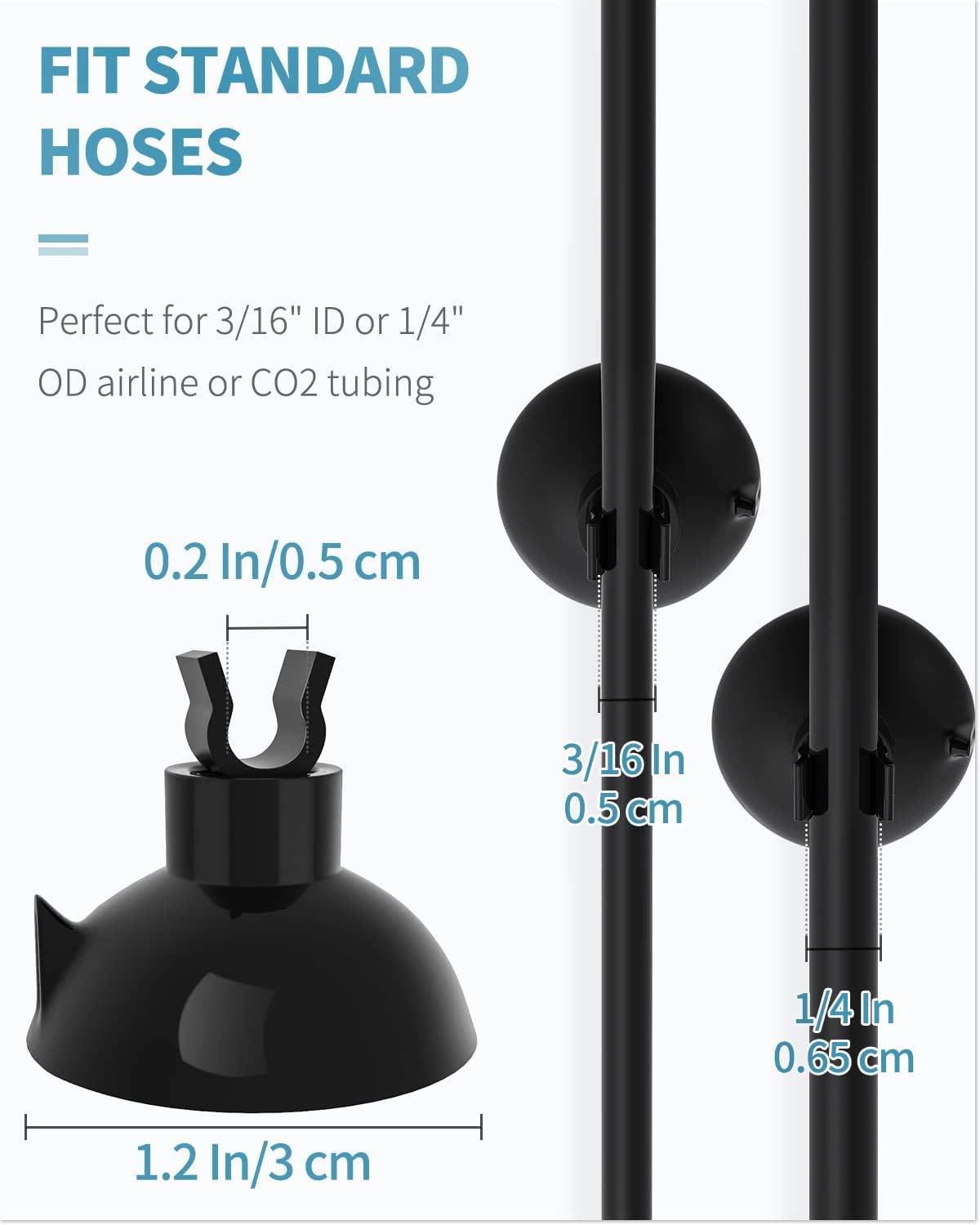 Pawfly Aquarium Suction Cup Clips for Standard 3/16" ID Airline - Black / 20 Pack - image 4