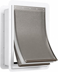 URSPET Medium Dog Door for Wall, 3-Flap Insulated, Steel Frame - White / Large / For Door