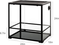 REPTIZOO 45 Gallon Glass Reptile Terrarium 24" x 18" x 24" Knock-Down - 24" x 18" x 24" - image 2