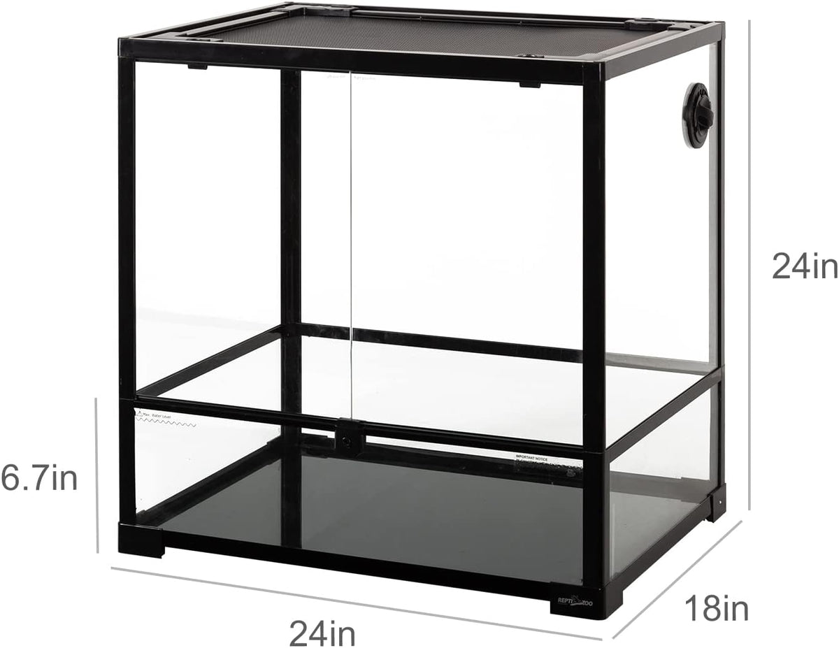 REPTIZOO 45 Gallon Glass Reptile Terrarium 24" x 18" x 24" Knock-Down - 24" x 18" x 24" - image 2