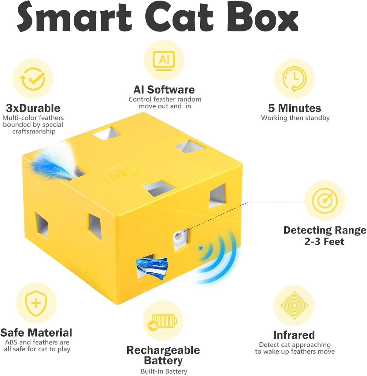 Interactive Cat Toys -Migibox for Indoor Bored Cats - Yellow Plus / X Large - image 2