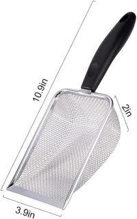 3PCS Cat Litter Scoop, Reptile Stainless Steel Fine Mesh,Litter Cleaner Corner Scoop Sand Sifter (Black-Green-Red)
