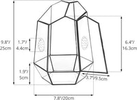 NCYP Closed Geometric Glass Enclosure with Front Opening Door & 2 Vent Holes for Insects, Succulent, Cacti - 7.9"x6.9"x9.8" Black Irregular Terrarium Planter - Home Garden Tabletop Decor (No Plants)