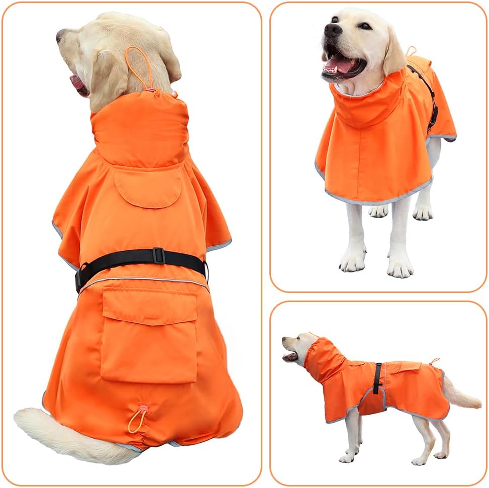 Dog Raincoat Waterproof Adjustable Rain Jacket Small Dogs Green - Orange / L-Fit for 10-14 pounds - image 4