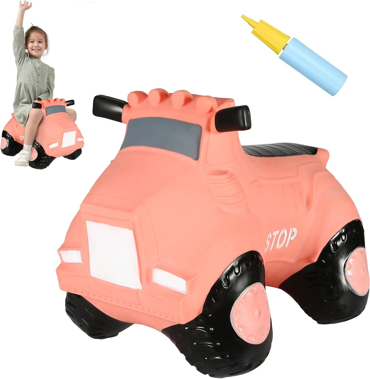 INPANY Bouncy Bull, Cow Hopper for Cowboys, Kid Gifts Toy - Pink Car