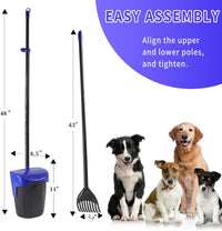 Pooper Scooper Large Swivel Bin & Rake with 160 Waste Bags - Blue（43“ Tall） - image 2