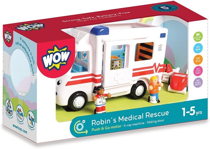 WOW Toys Robin's Rescue friction toy ambulance set with two figures, stretcher and wheelchair - view 3