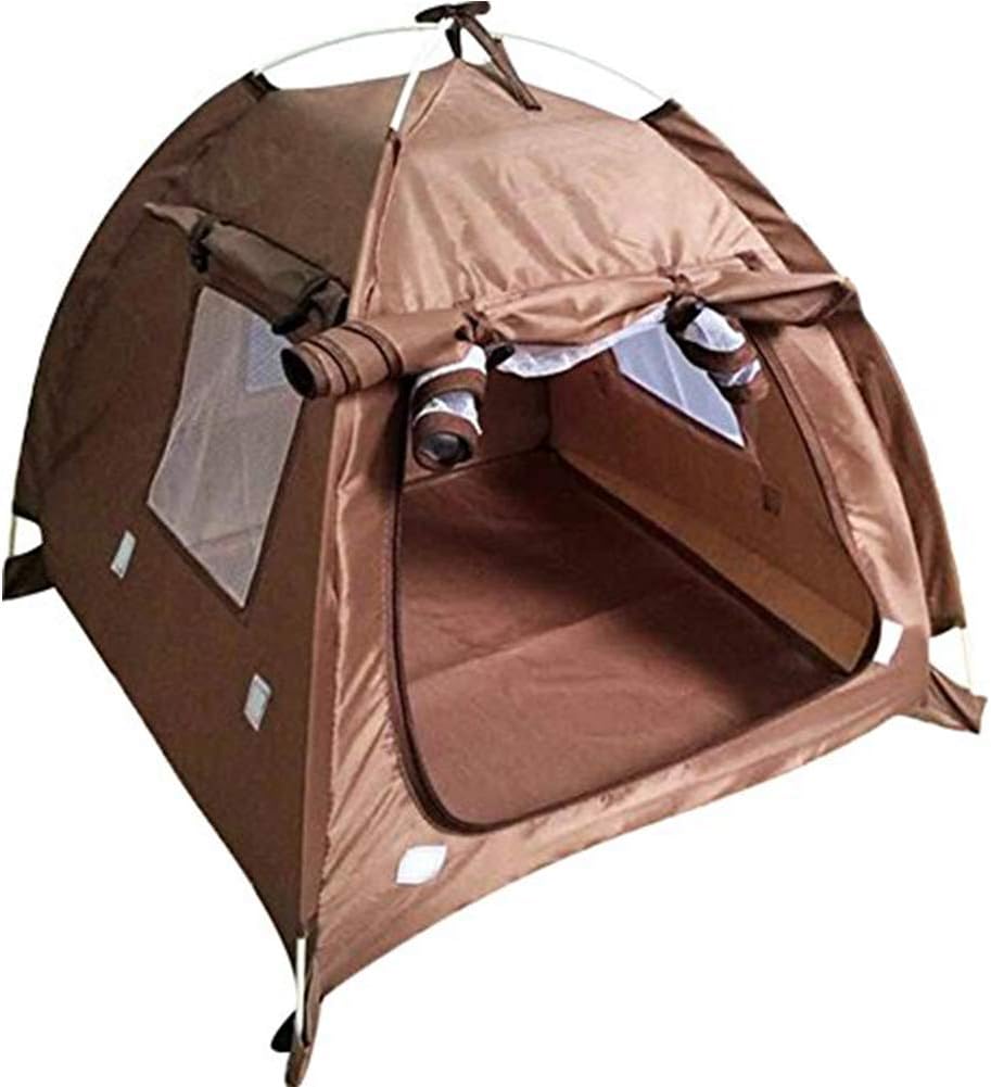 Breathable Washable Pet Puppy Kennel Dog Cat Folding Indoor Outdoor - Brown,M