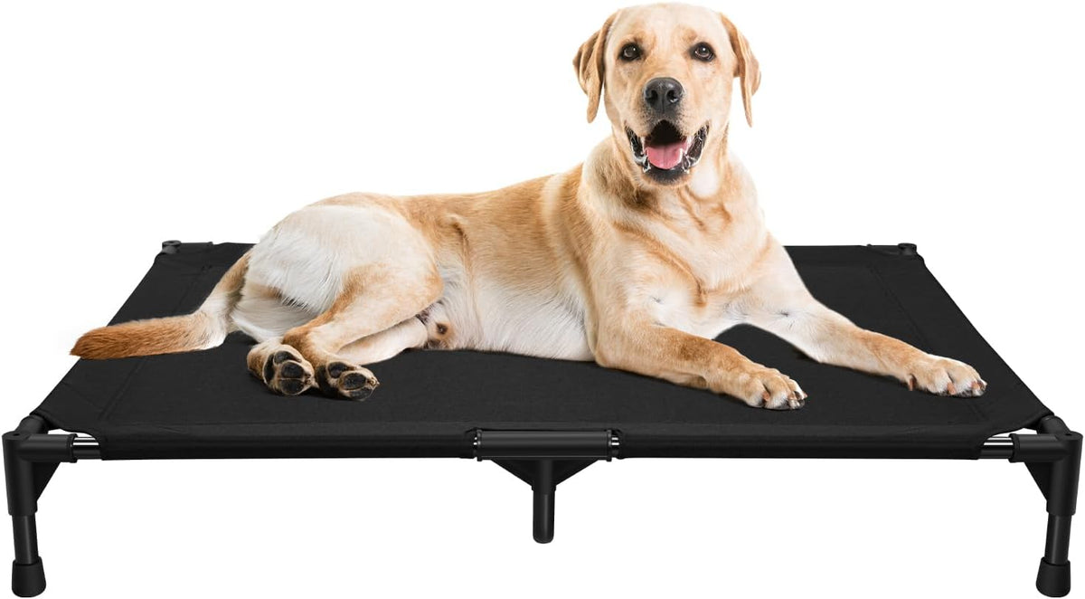 Love&go Elevated Dog Bed with Metal Frame - L - Black / Large- 34.5x25.5x5.5 inch