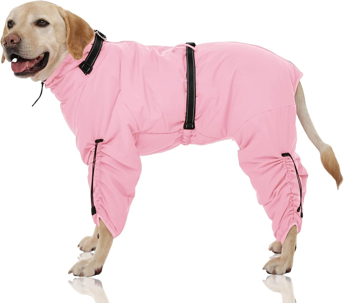 Full Body Dog Coat,Warm Dog Fleece Jackets with Harness Built in Windproof Dogs Snowsuit Zip up Pet - Pink / XX-Large