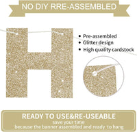 BEISHIDA Pre-Strung Glitter Pink Happy Birthday Banner Party Sign - Champagne - image 2