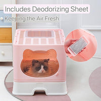 Top Entry Cat Litter Box with Lid, Anti-Splash Foldable Cat Litter Box with Activated Carbon Keeping Air Fresh, Drawer Type Easy to Clean (Green)
