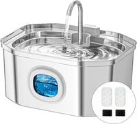 APAUK Cat Water Fountain Stainless Steel - Fountain +2 Filters +2 Sponges