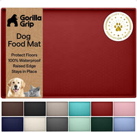 GORILLA GRIP Dog Food Mat, 100% Waterproof Silicone, 16x10 Beige – Essentials for Dogs - Red / 16"l X 10"w