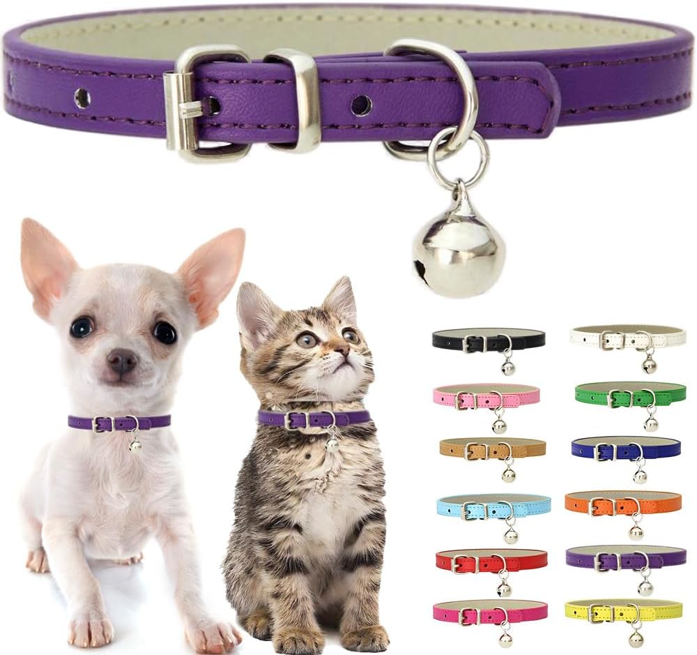 Purple XS Cat Collar with Bell - Purple / XXS for Neck 5"-8"