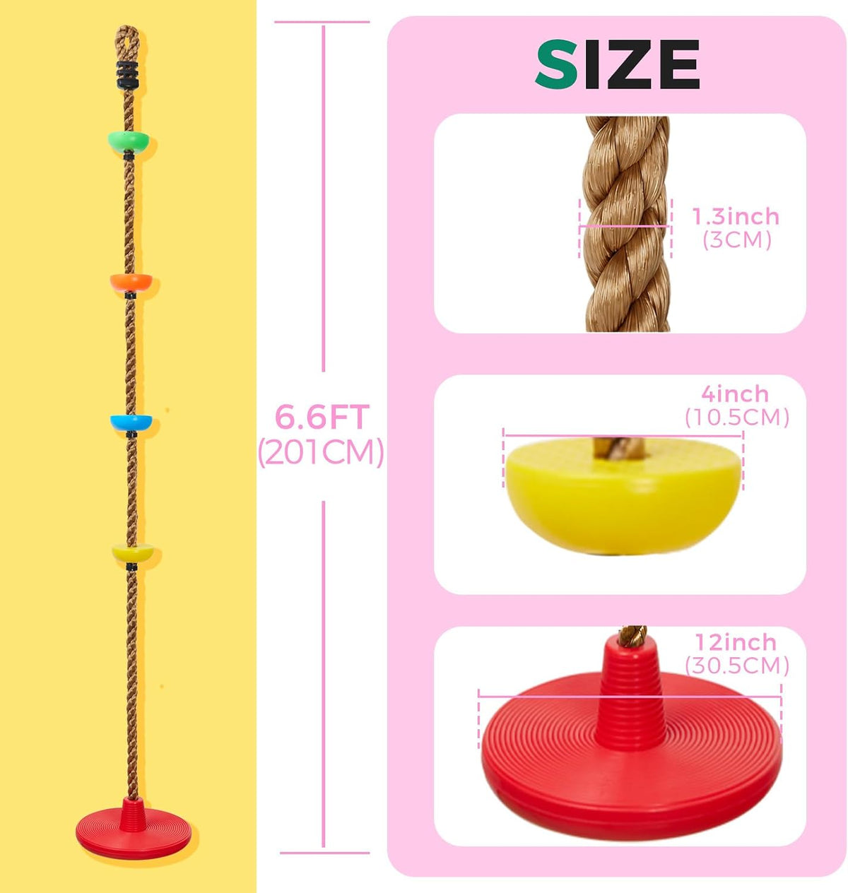 DECORLIFE Tree Swing for Kids - Multicolored,red - image 3