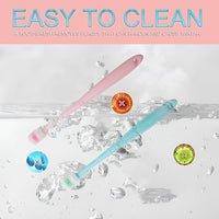 BLMHTWO 2 Pieces Cat Toothbrush, Dog Toothbrush 360-Degree Dog Toothbrushs Small with Independent Transparent Packaging Box and PP Handle Silicone Toothbrushs for Small Dogs (Green and Pink)