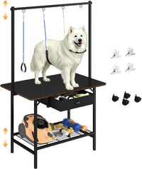 Dog Grooming Table with Drawers and Mesh Tray - Black / Large,1‑Drawer