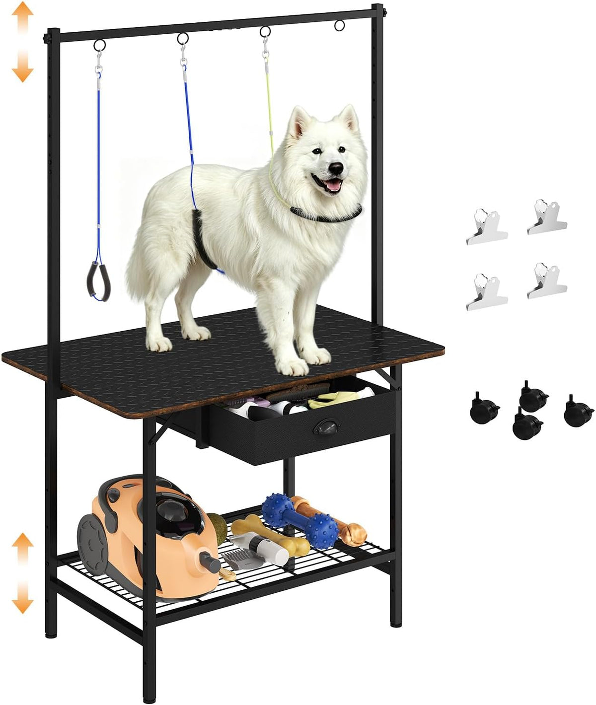 Dog Grooming Table with Drawers and Mesh Tray - Black / Large,1‑Drawer