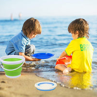 Anzmtosn castle sand buckets 3 pack, 7 inch green and blue beach pails with handles - view 17