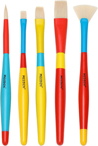 MEEDEN paint brushes set for kids, 5 nylon brushes with colorful wooden handles - view 4