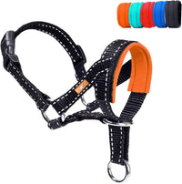 Dog Head Collar, Head Collar with Reflective Strap to Stop Pulling for Small Medium and Large Dogs - M / Orange