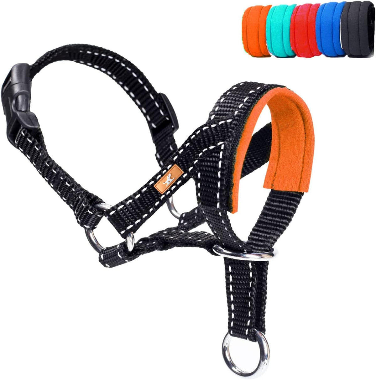 Dog Head Collar, Head Collar with Reflective Strap to Stop Pulling for Small Medium and Large Dogs - M / Orange