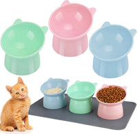 3 Pcs Raised Cat Bowl 15° Elevated Cat Food Bowl Tilted Cats Bowls - Pink, Blue, Green