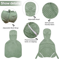 Medium to Large Size Dog Bathrobe, Quick Drying Super Absorbent Used for After Bathing, Warm Dog Towels, Adjustable Hoodies and Belts for Pet Dogs Bath Clothes Products(Green Jacquard, 2XL)