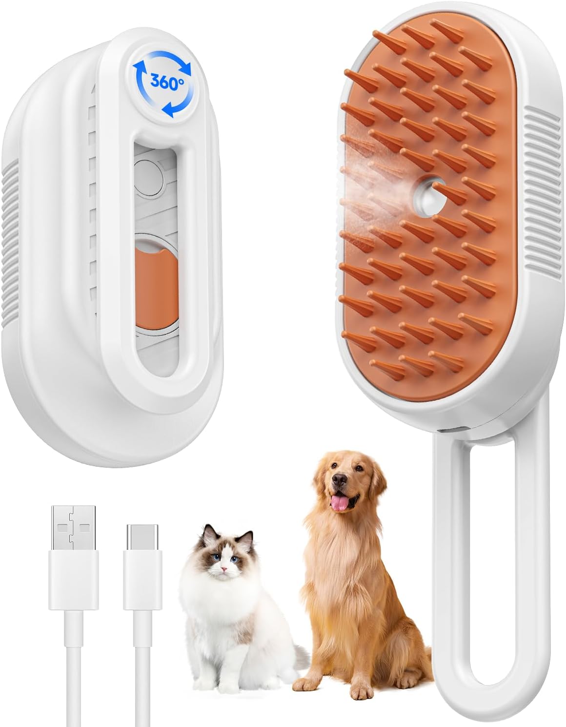 Cat Steam Brush for Shedding, Anti-Static, Massage, Cleaning