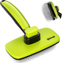 Pecute Skin Friendly Self-Cleaning Slicker Brush for Dog & Cat - Large / Green