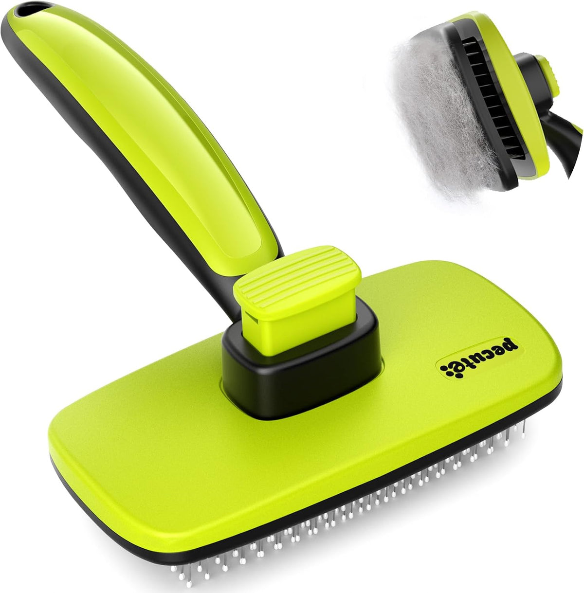 Pecute Skin Friendly Self-Cleaning Slicker Brush for Dog & Cat - Large / Green