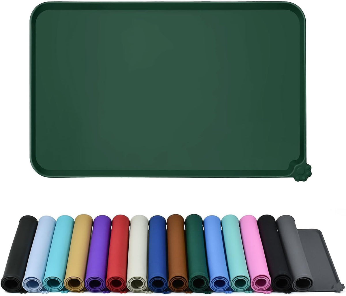 Reopet Silicone Pet Feeding Mat - Hunter Green / 18.5" x 11.5"