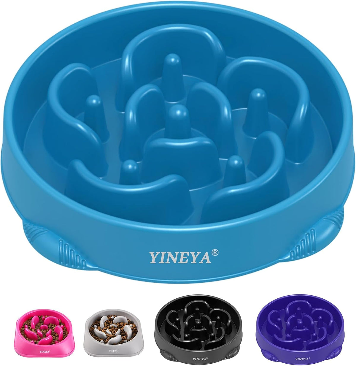 YINEYA Slow Feeder Dog Bowl for Medium Dogs - Large / L-Dark Blue