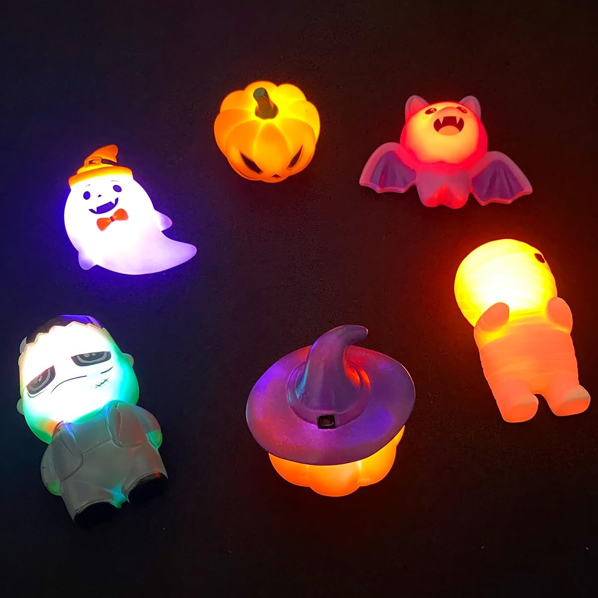 JoFAN 6 pack Halloween light up bath toys with bat, pumpkin, ghost, mummy and witch - view 5