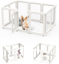 Dog Playpen, Clear Acrylic Plastic Puppy Playpen Indoor, Pet Pen for Puppy Cat Bunny, Transparent Easy Assemble Foldable Whelping Box for Dogs, Puppy Playpen with Gate (23.6" Height, 10PCS)