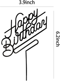 Black acrylic Happy Birthday cake topper on a frosted birthday cake - view 17
