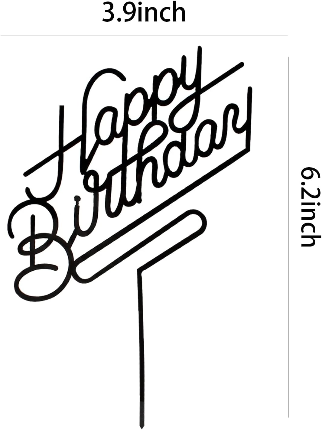 Black acrylic Happy Birthday cake topper on a frosted birthday cake - view 17