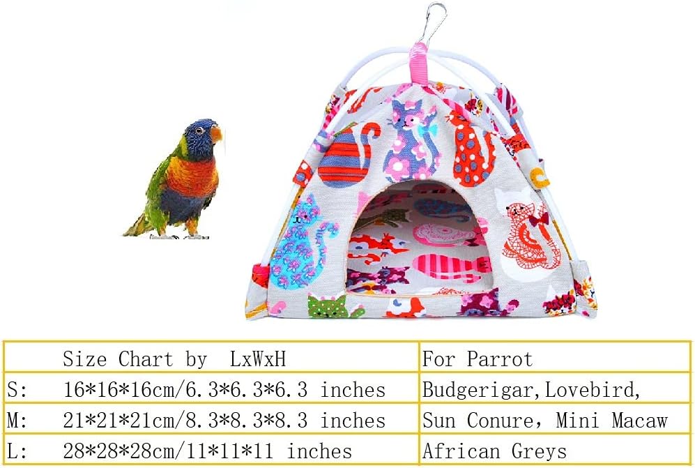Bird Hammock Tent Nest Parrot Hanging Hut Conure House Parakeet - Blue / Medium