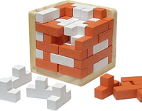 Wooden Brain Teaser Puzzles Cube Stocking Stuffers Wooden Puzzles - Orange and White