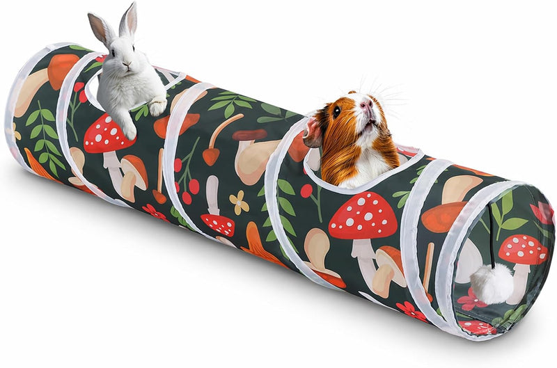 Rabbit Toys, Large Bunny Hideout Tunnel and Tube for Rabbit Guinea Pig Chinchilla Ferret Rat - Red