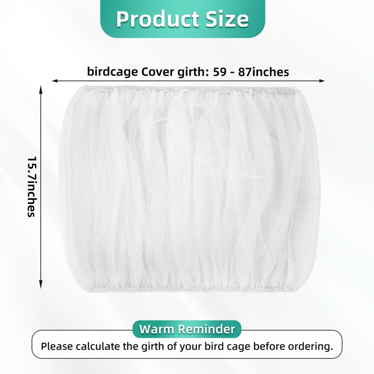 Bird Cage Seed Catcher, Seed Catcher Guard Net Cover - Solid-white / 15.7" x87" - image 3