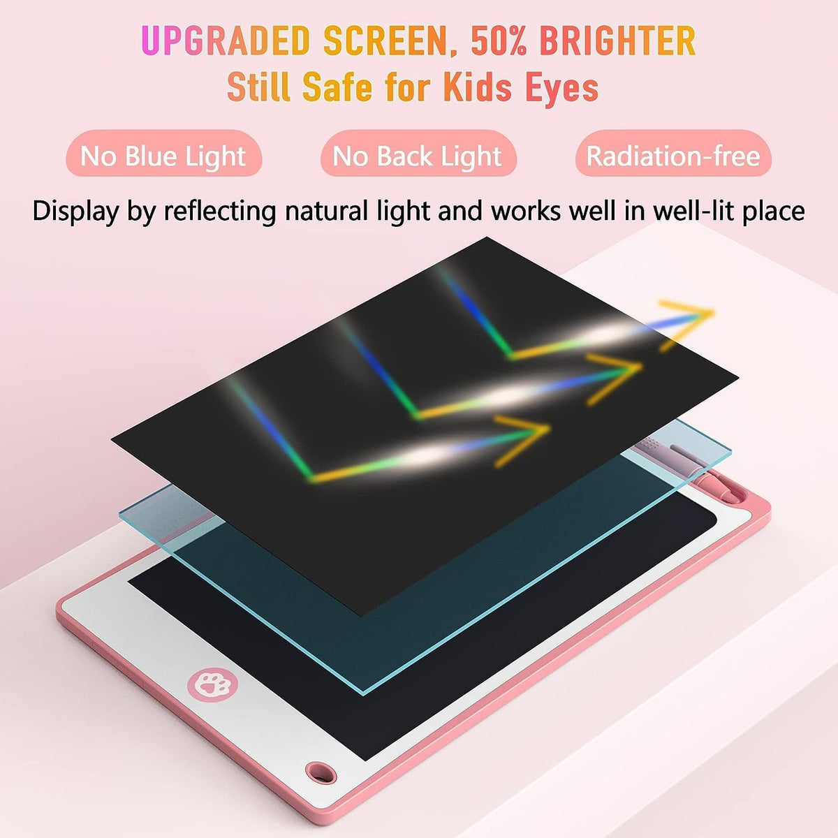 Hockvill LCD Writing Tablet for Kids 8.8 Inch - 6"W x 9"H / Pink - image 4