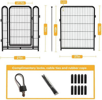Dog Playpen 36inch 4 Panels, Puppy Playpen Indoors, Dog Fences Outdoor for Yard, Wide Door Low Threshold Garden Fencing for Medium/Large Pets. Black Pens Total 8.9 Ft(L)