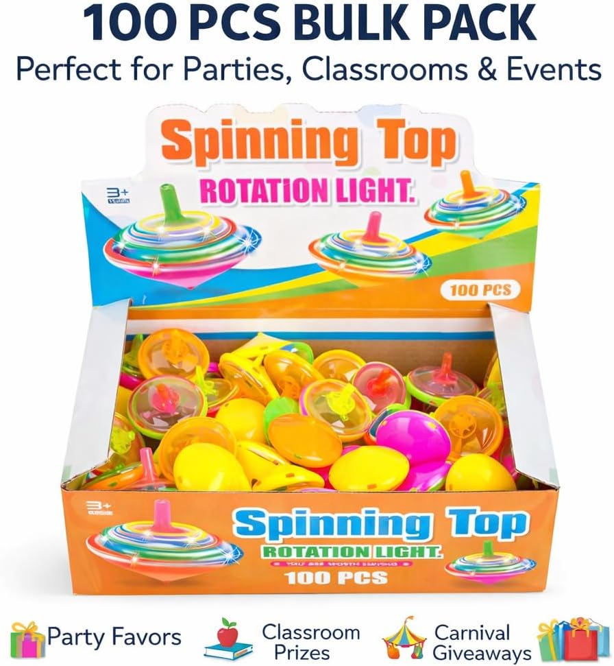LED Flashing Spinning Tops for Kids - Classic - 100 Piece - image 4