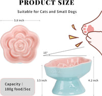 S&Q's CERAMICS Raised Slow Feeder Cat Bowl - 5.8" / Pink - image 2