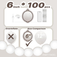 PartyWoo 100 white 6 inch linking balloons for garlands and arches - view 40