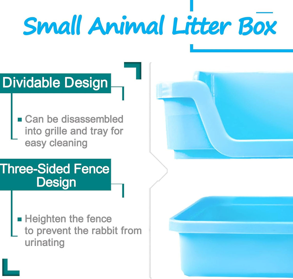 Hamiledyi Rabbit Litter Box Extra Large Bunny Litter Boxes – Daily Care for Small Pets - X-Large / White - image 3