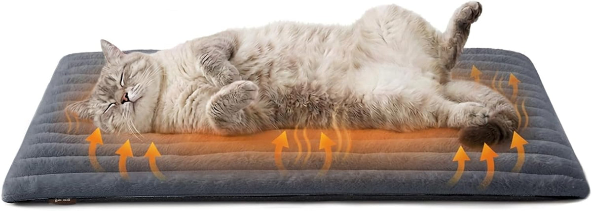 ZOMISIA self warming cat bed mat with ribbed plush zippered cover for crates